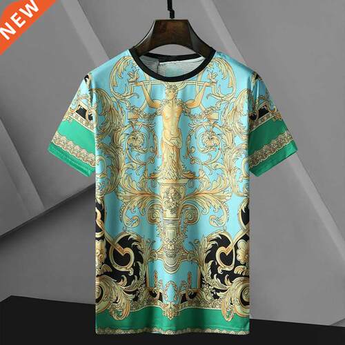 Fashion Brand Lable T-shirt Men Luxury Baroque T shirts Goth