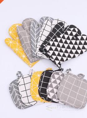 Microwave Gloves Oven-Mitts Baking Kitchen Potholders Nordic