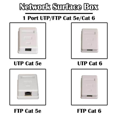 5 Pieces 1 Port P/FP Cat 6/Cat 5e Network Surface mounted Bo