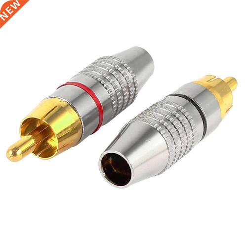 2pcs RCA Male Plug Audo Phono Gold Plated Solder Connector