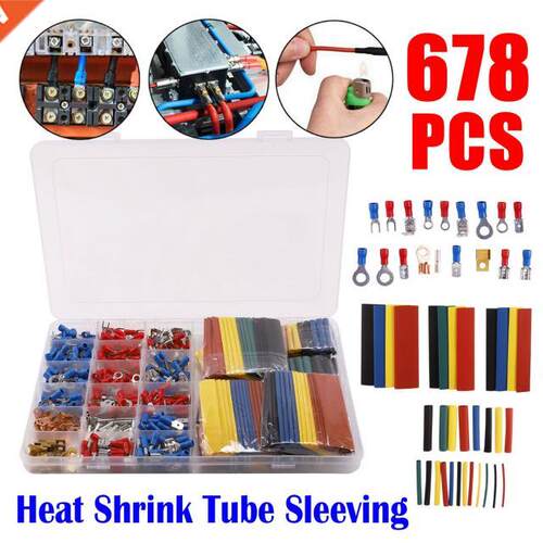 678 Pcs Electrical Wire Terminals Heat Shrink Tube Sleeving