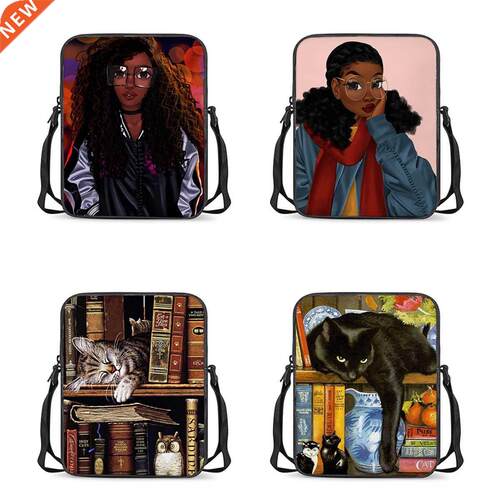 HYCOOL Woman Messenger Bags Cute Glasses African Black Girl