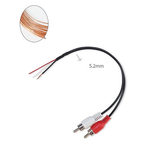 20cm 2 RCA Male diy Car Audio Cable AV Video connector exten