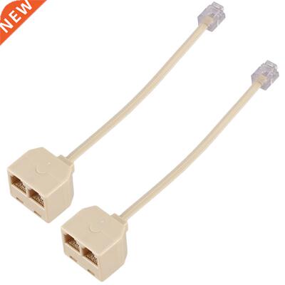 2X RJ11 6P4C 2 Way Outlet Telephone Jack Line Splitter Adapt