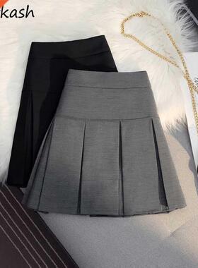 Skirts Women Solid Color Pleated Students Daily All-match Re