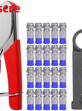 Coax Cable Crimper, Coaxial Compression Tool Kit Wire Stripp