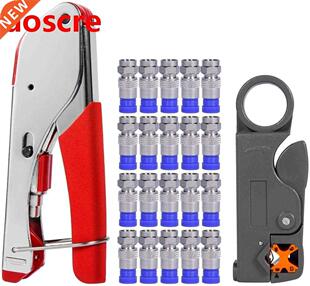 Coax Cable Crimper, Coaxial Compression Tool Kit Wire Stripp