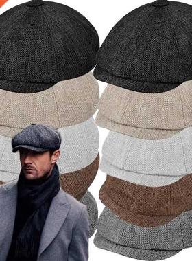 Wool Newsboy Caps for Men Herringbone Flat Caps Gatsby Cap W