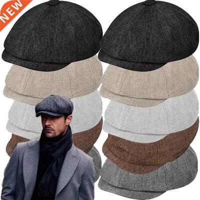 Wool Newsboy Caps for Men Herringbone Flat Caps Gatsby Cap W