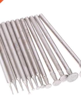 12Pcs Drill Diamond Grinding Head Bur 2.3mm Jade Stone Cve