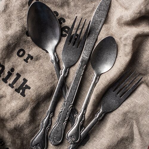 4pcs/Set Vintage Spoon Knife Fork Table Shooting Old