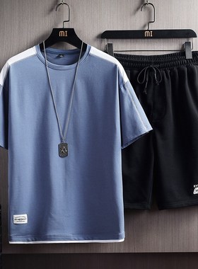 Men's Summer Tracksuit Sportswear Short Sleeve T Shirts+Shor