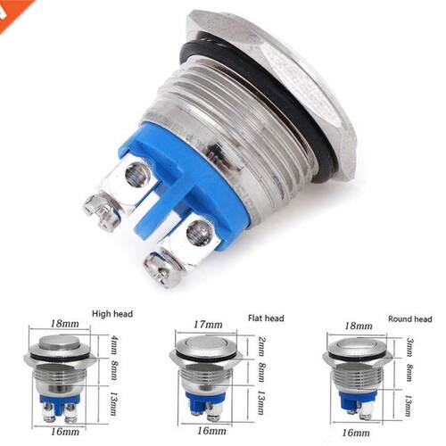 16mm IP67 Metal Push Button Switch Waterproof Nickel Plated