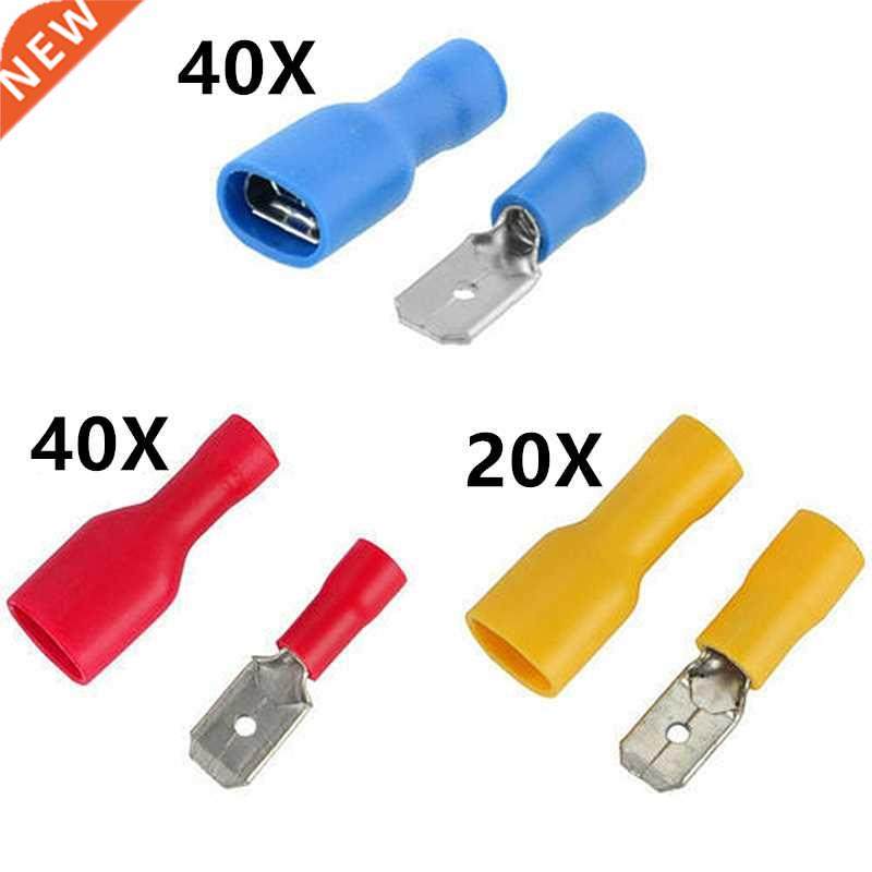 60Pcs Spade Terminal Female Male Connector Lug Wire Terminal