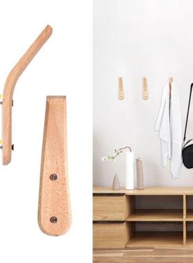 2Pcs Coat Rack Hooks Wall Mounted Beech Wood Hook Modern Woo