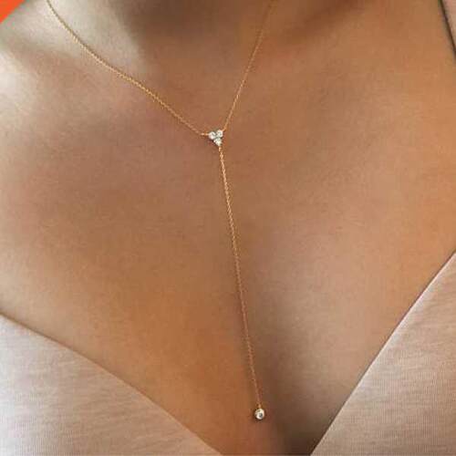 2022 925 Sterling silver simple long chain lariat necklace t