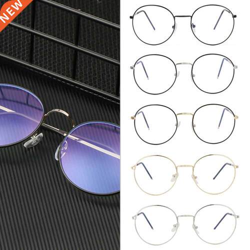New Unisex Blue Light Blocking Metal Glasses Vintage Round F