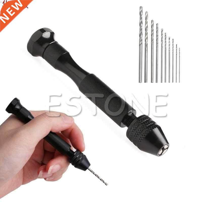 Hot Micro Aluminum Hand Drill Keyless Chuck + 10pcs Twist Dr