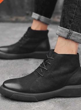 Mens Boots Winter With Fur Leather Casual Shoes Men Warm Sn