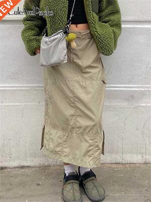 Cuteandpsycho Vintage Harajuku Grunge Cargo Skirts Y2K Aesth