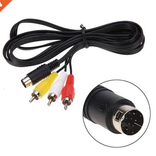 1.8M 9 Pin Game Audio Video AV Cable For Sega Genesis 2 3 A/