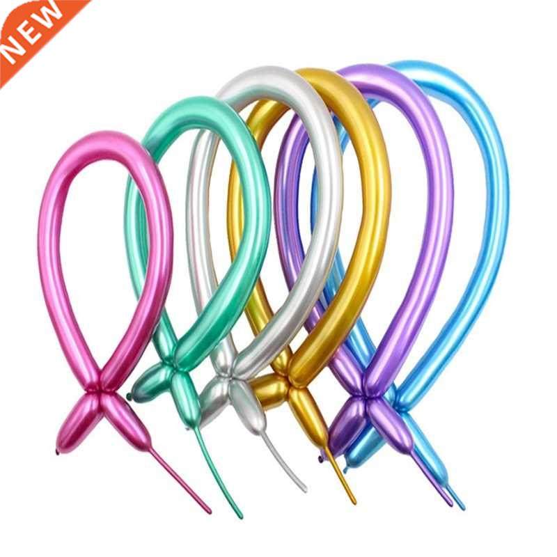 100Pcs Long Glossy Latex Balloons Thick Chrome Metallic Co
