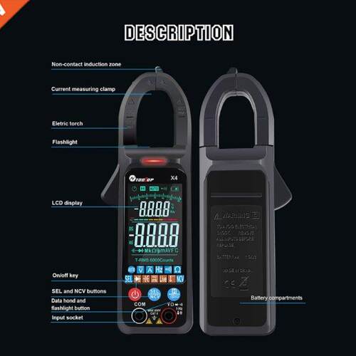 Portable Clamp Meter with Color LCD Large Screen 6000 Counts