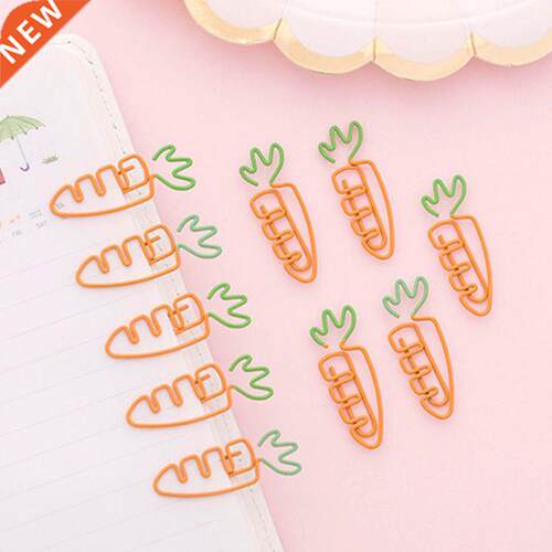 6pcs Creative Kawaii Carrot Shaped Metal Paper Clip Pin Book