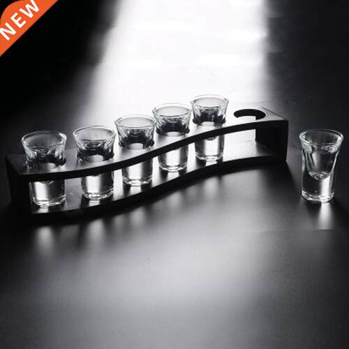 6 Pcs Shot Glass Set With Rack Mini Household Bar Club Lea