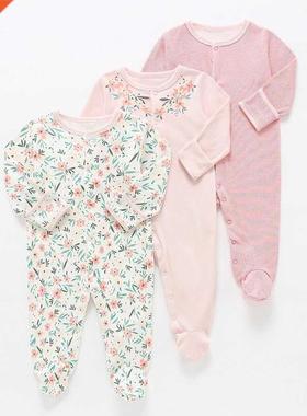 Baby Rompers 3pcs Flower Sleepsuit Baby Girl Pajamas Newbor