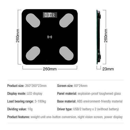 Weight Scale Body Fat Floor Scale Smart Wireless Digital Bat