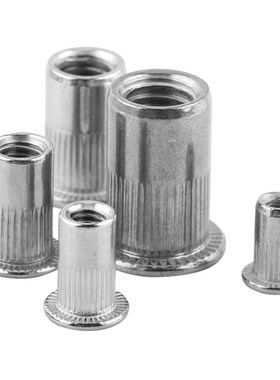 100Pcss M3-M8 Carbon Steel Flat Metric Threaded Rivet Nut Fl