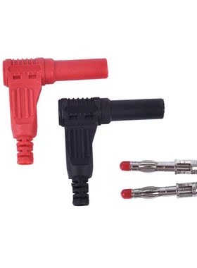 2pcs=1pair 4mm Male Right Angle Insulation Wire Solder Type