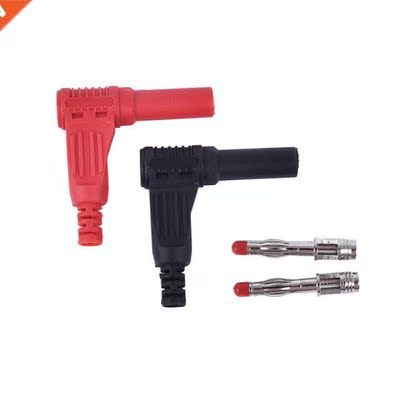 2pcs=1pair 4mm Male Right Angle Insulation Wire Solder Type