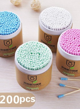 100/200pcs/Box Bamboo Baby Cotton Swab Wood Sticks Soft Cott