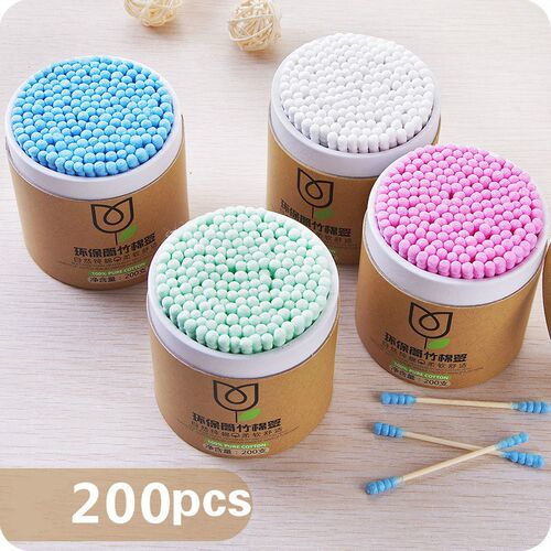 100/200pcs/Box Bamboo Baby Cotton Swab Wood Sticks Soft Cott