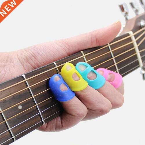 4pcs Guitar Fingertip Protector Fingerstall Silicone Guitar