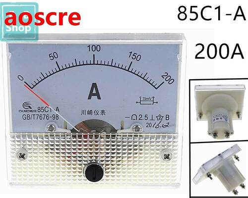 1PCS 85C1-A 200A DC Analog Meter Panel AMP Current Ammeters