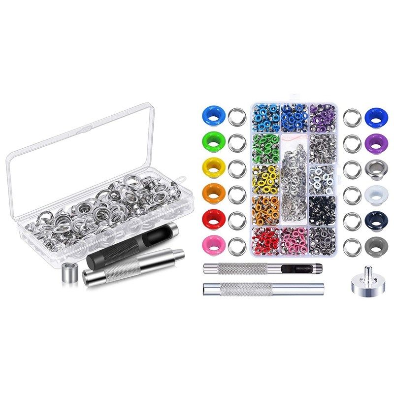 600 Sets Grommet Setting Tool Metal Eyelets Kit with Storage