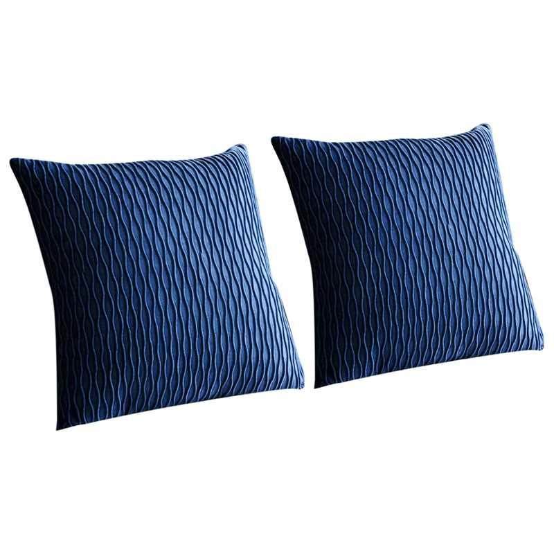Pack of 2 Wavy Striped Velvet Square Pillowcase 20X20 Pillow
