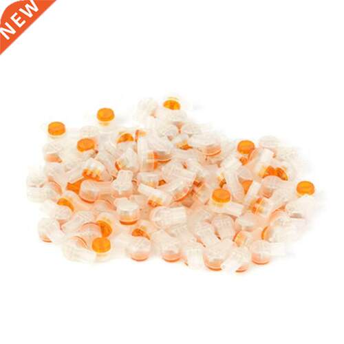 100-Pack 2 Port Crip Connection Terinals Waterproof Orange