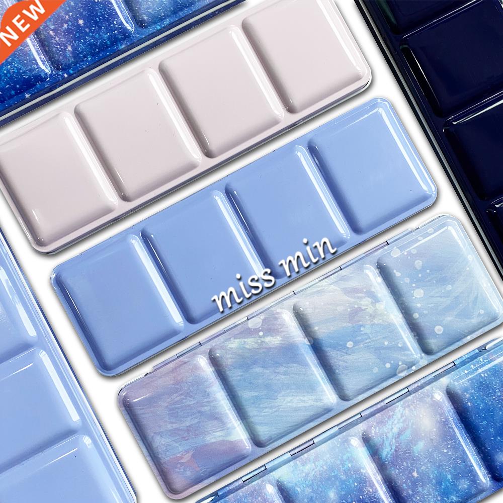 Cute 24/26/52Pcs Half Pans Watercolor Oil Paints Tins Box Em