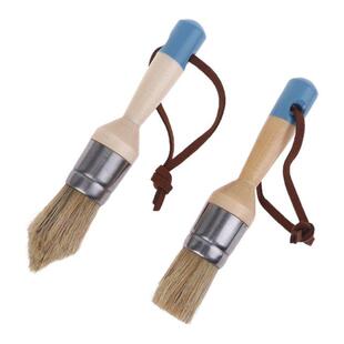 2Pcs Round Pointed Chalk Paint Wax Brush Ergonomic Wood Hand