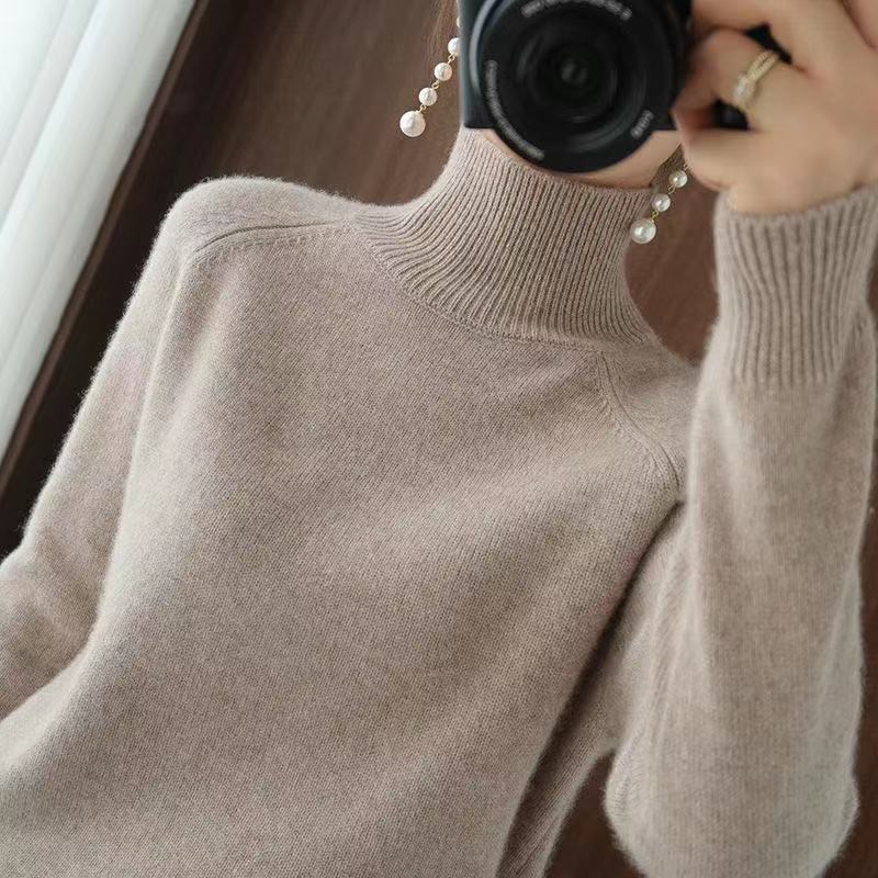 Turtleneck Sweaters Women Autumn Solid Long Sleeve Knitted P