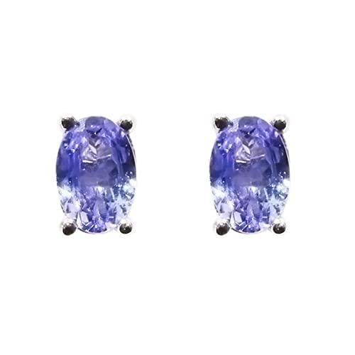 Dazzing tanzanite stud earrings 4*6mm natural tanzanite gems