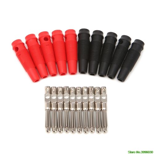5 Pair/10 Pcs 4mm 32A Solderless Side Stackable Banana Plug