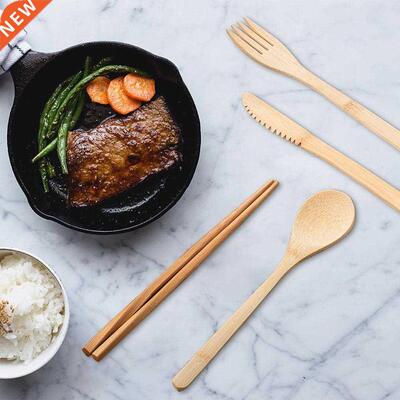 Healthy Portable Utensils bamboo Travel Cutlery Set Reusable