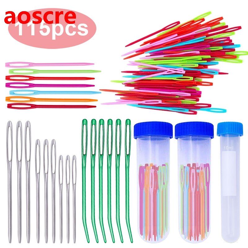 115Pcs Yarn Large Eye Blunt Needles Set Crafting Knitting W