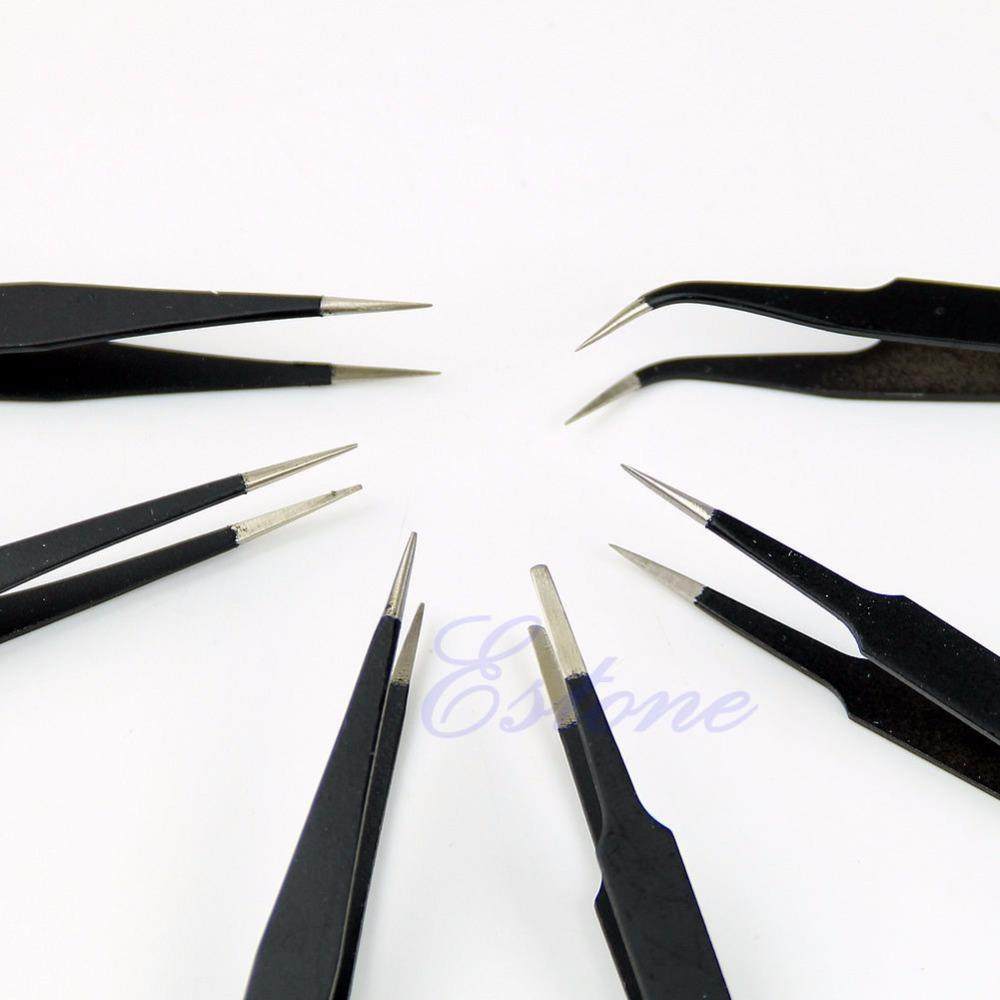 6Pcs/lot Resists Corrosion Safe Anti-static Tweezers Mainten