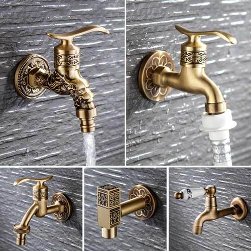 Carved Wall Mount Decorative Outdoor Garden Faucet Bibcock